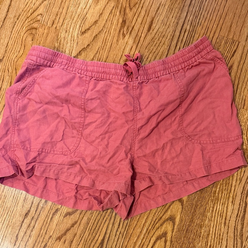 Women's Pink Elastic-Waist Casual Athletic Shorts